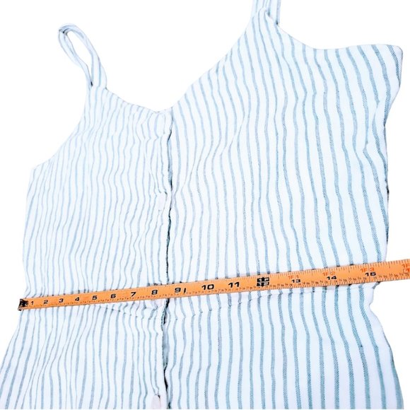ZARA TRAFALUC Mini Dress, Blue White Striped 100% Cotton Lace Casual Boho, M - Picture 12 of 14